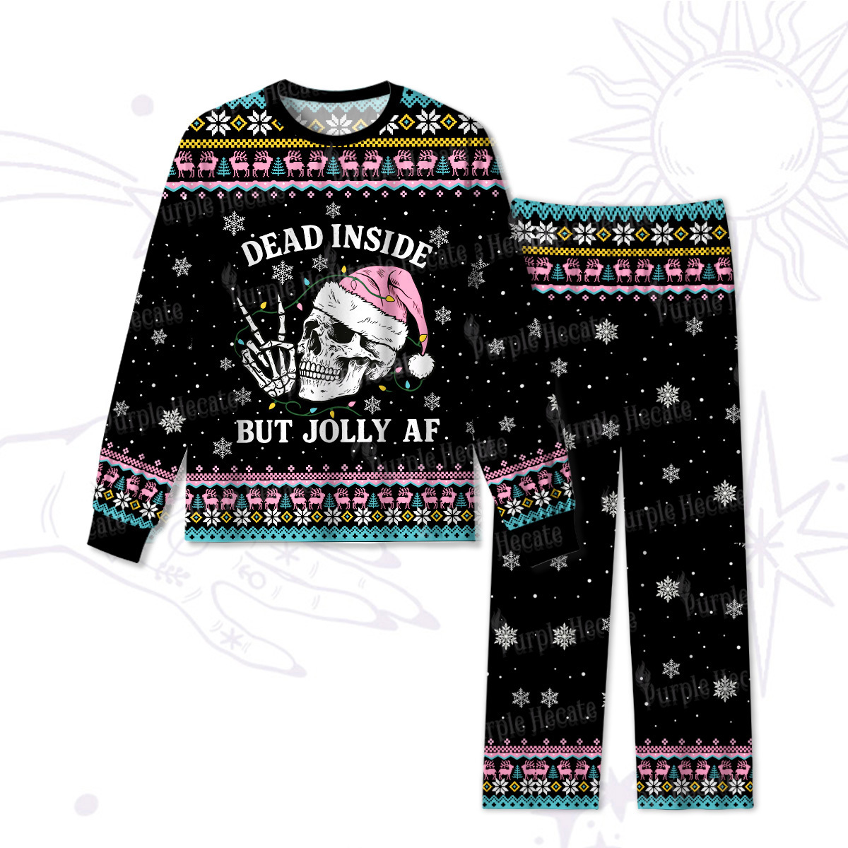 Purplehecate Dead Inside But Jolly AF Christmas Pajamas