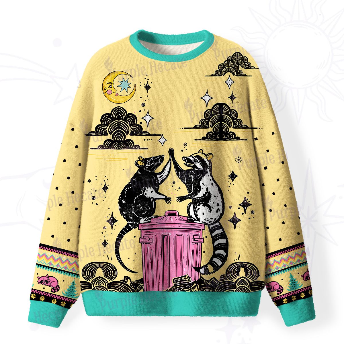 Purplehecate The Team Trash Opossum Tarot Fuzzy Ugly Sweatshirt