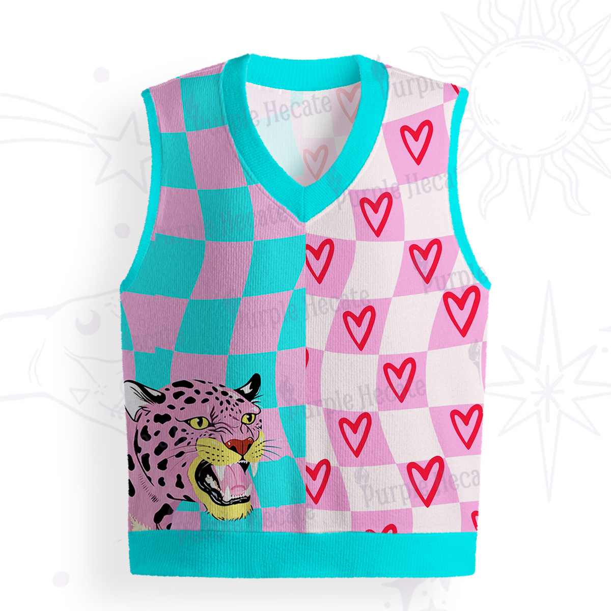 Purplehecate Savage Leopard Evil Eye Ugly Sweater Vest