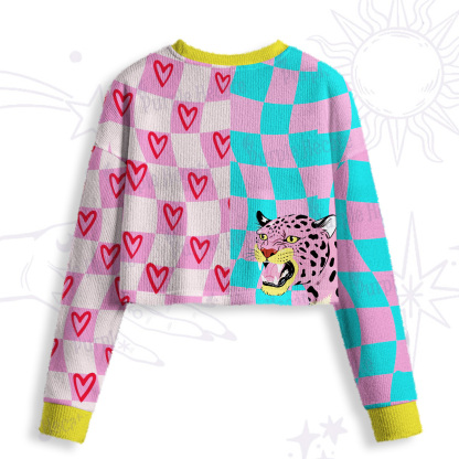 Purplehecate Savage Leopard Evil Eye Crop Fuzzy Ugly Sweatshirt