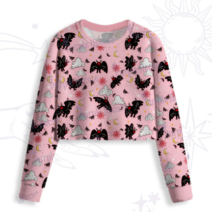 Purplehecate Cryptid Mothman Crop Fuzzy Ugly Sweatshirt