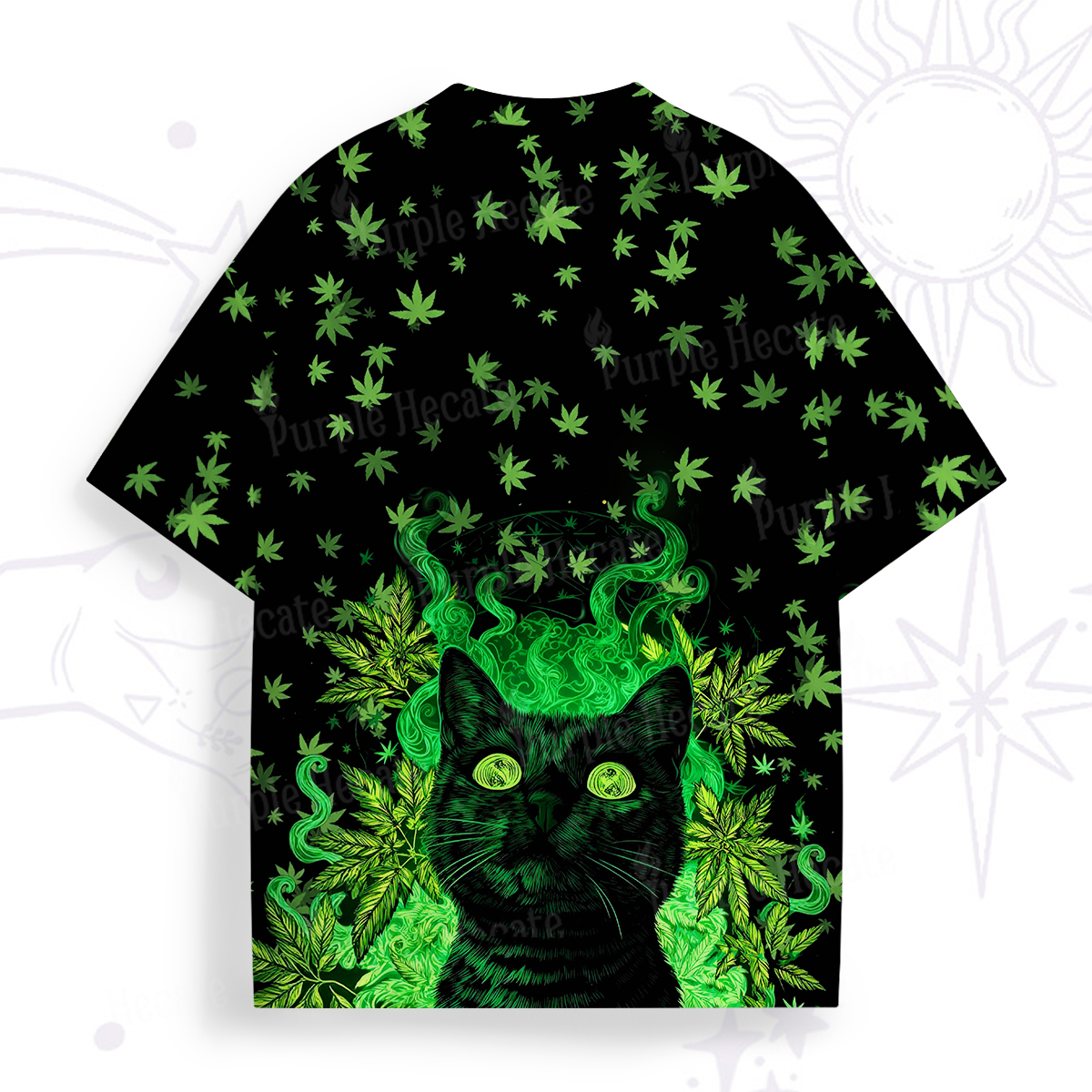 Purplehecate Trippy Glow Cat 420 Vibes All Over Print T-Shirt