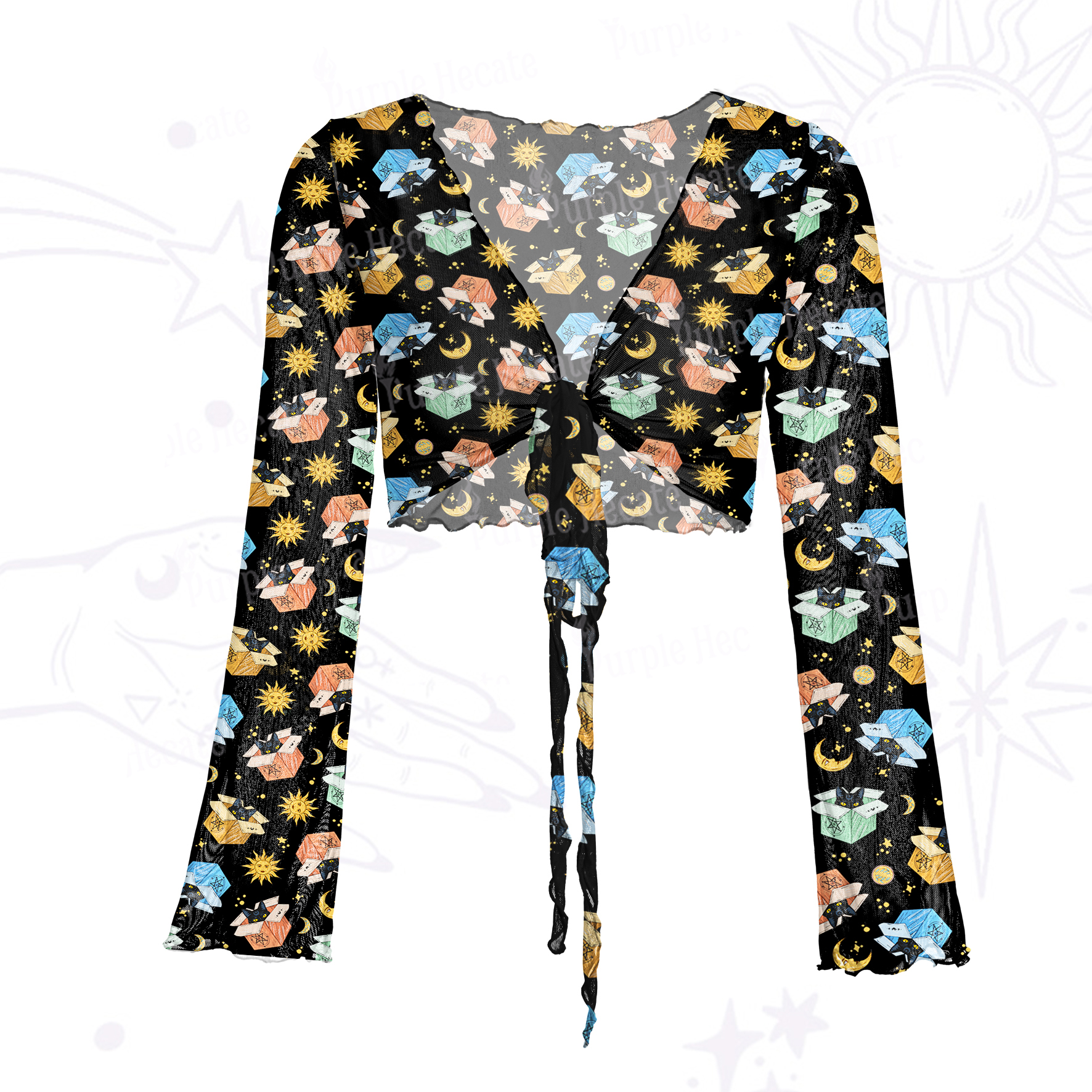 Purplehecate The Hermit Cat Mesh Tie Front Top
