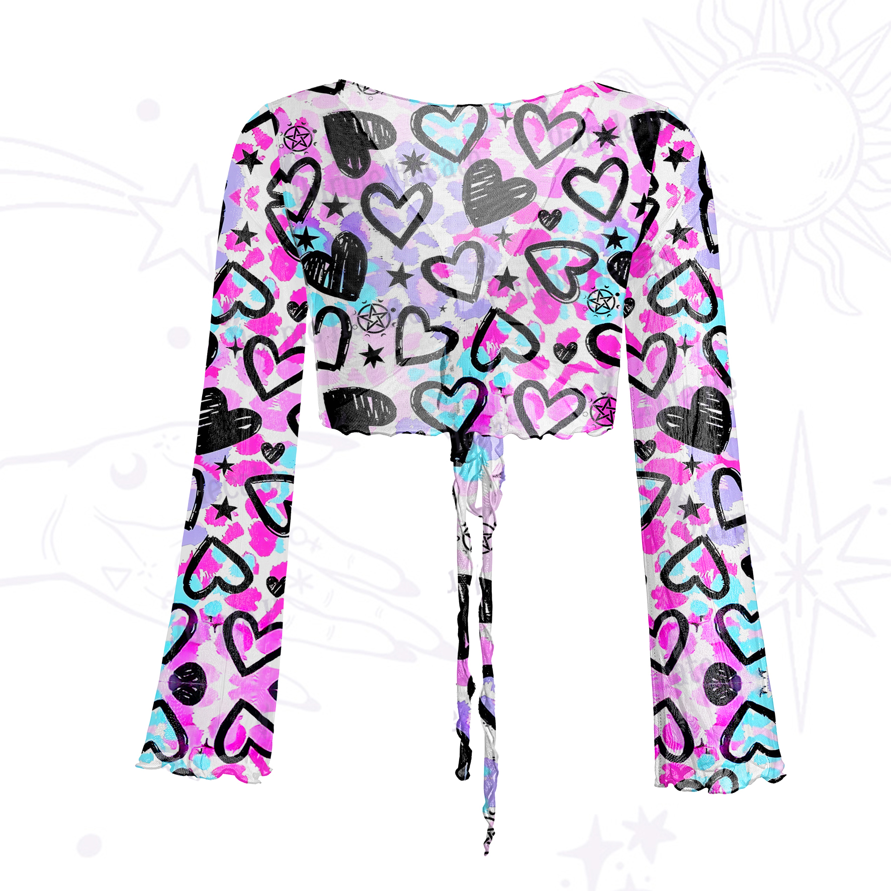 Purplehecate Heartful Magic Mesh Tie Front Top