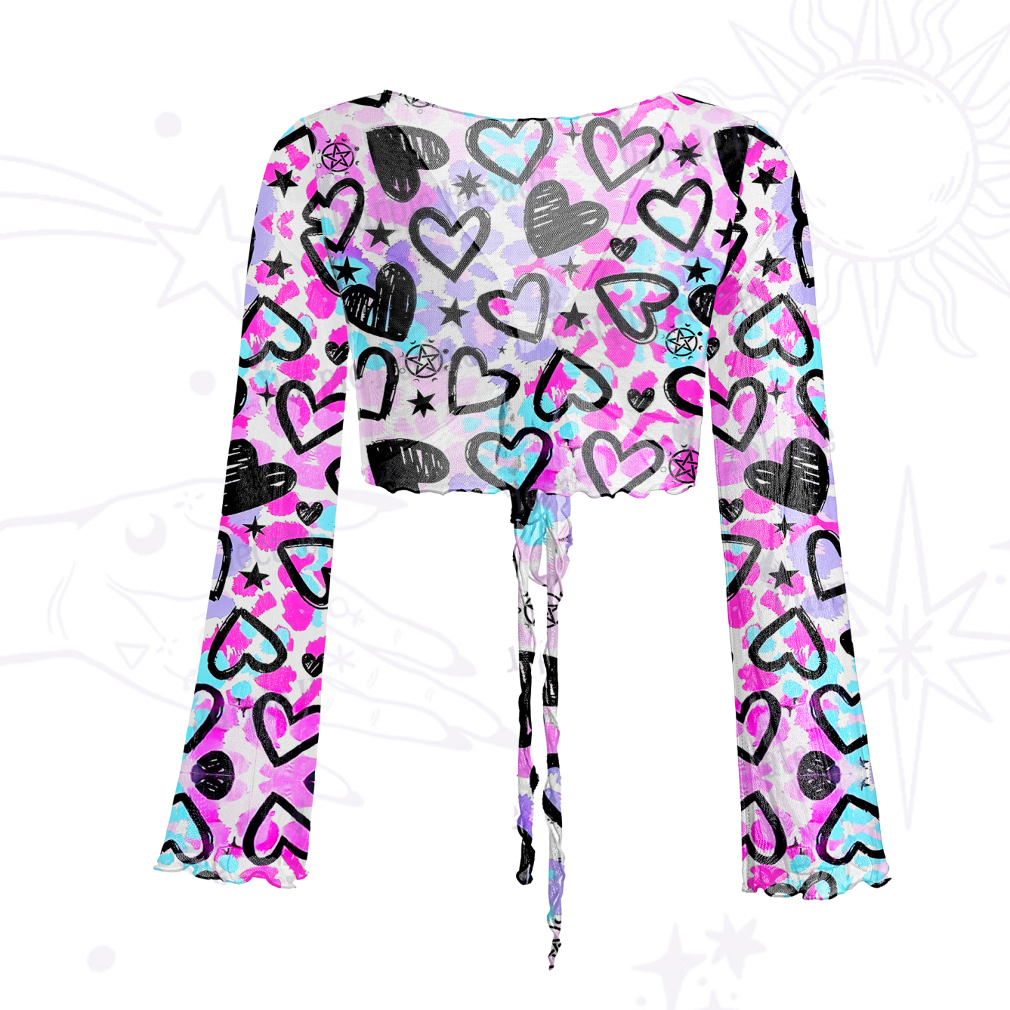 Purplehecate Heartful Magic Mesh Tie Front Top