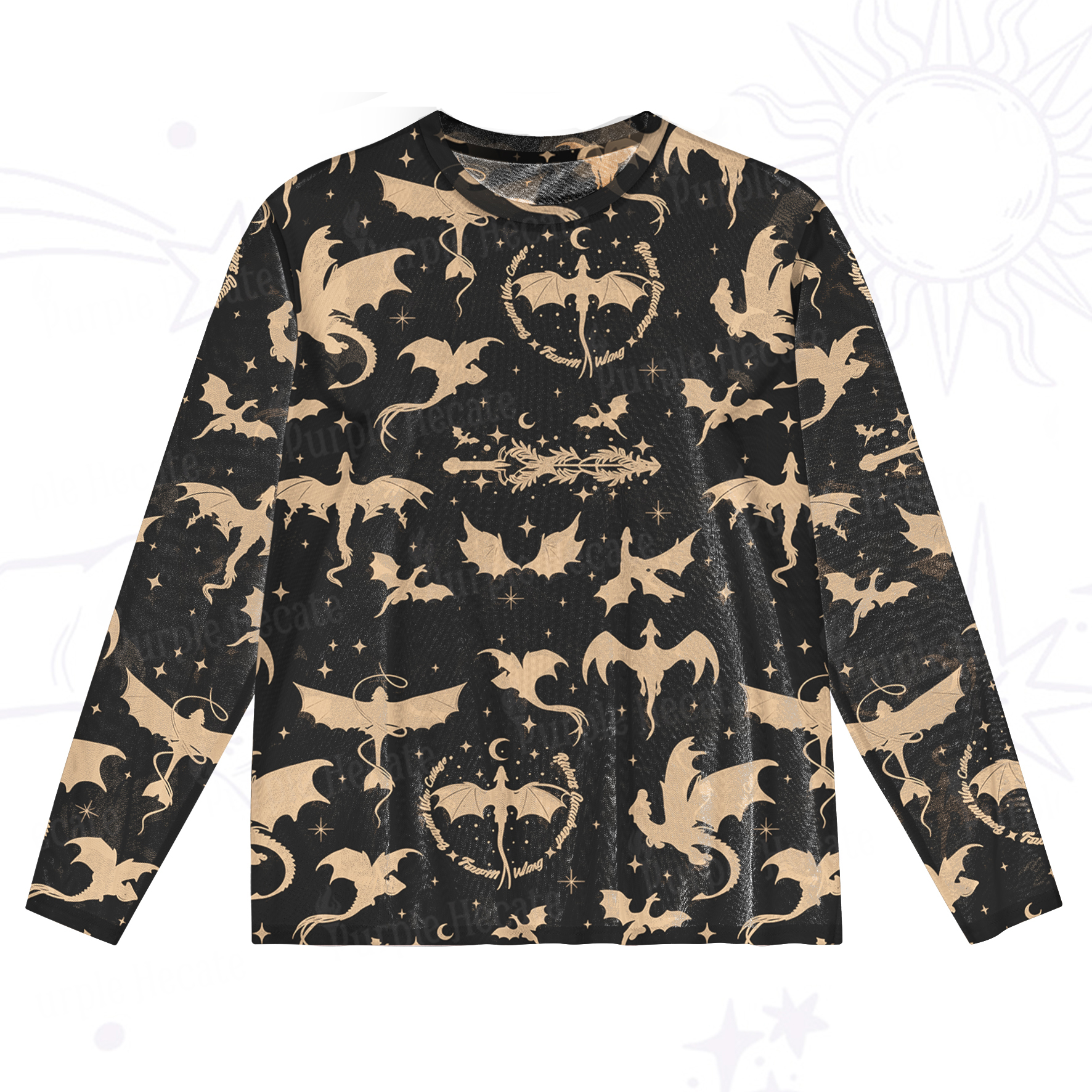 Purplehecate Fantasy Dragon Allover Mesh Long Sleeve Top