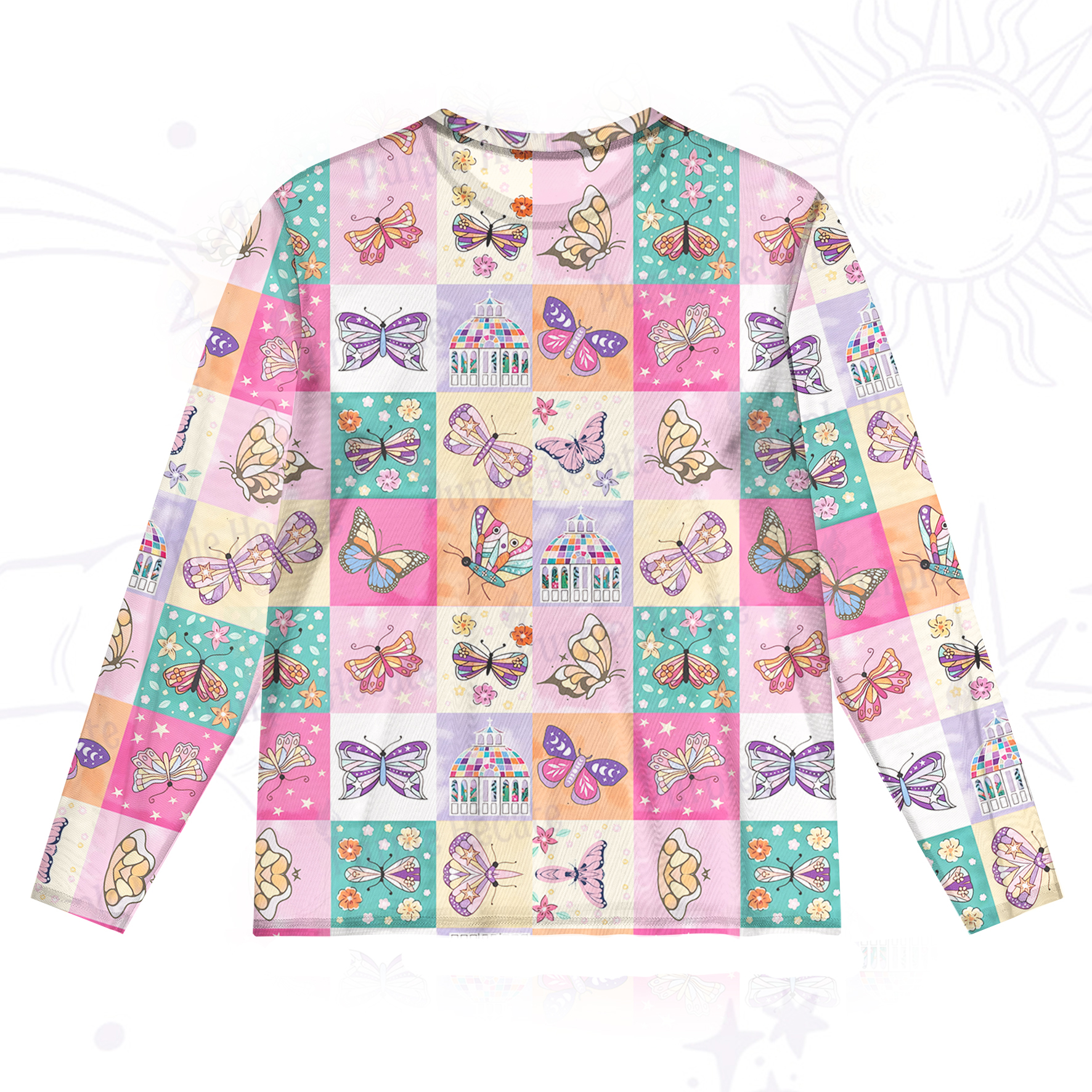 Purplehecate Dreamy Butterfly Garden Mesh Long Sleeve Top