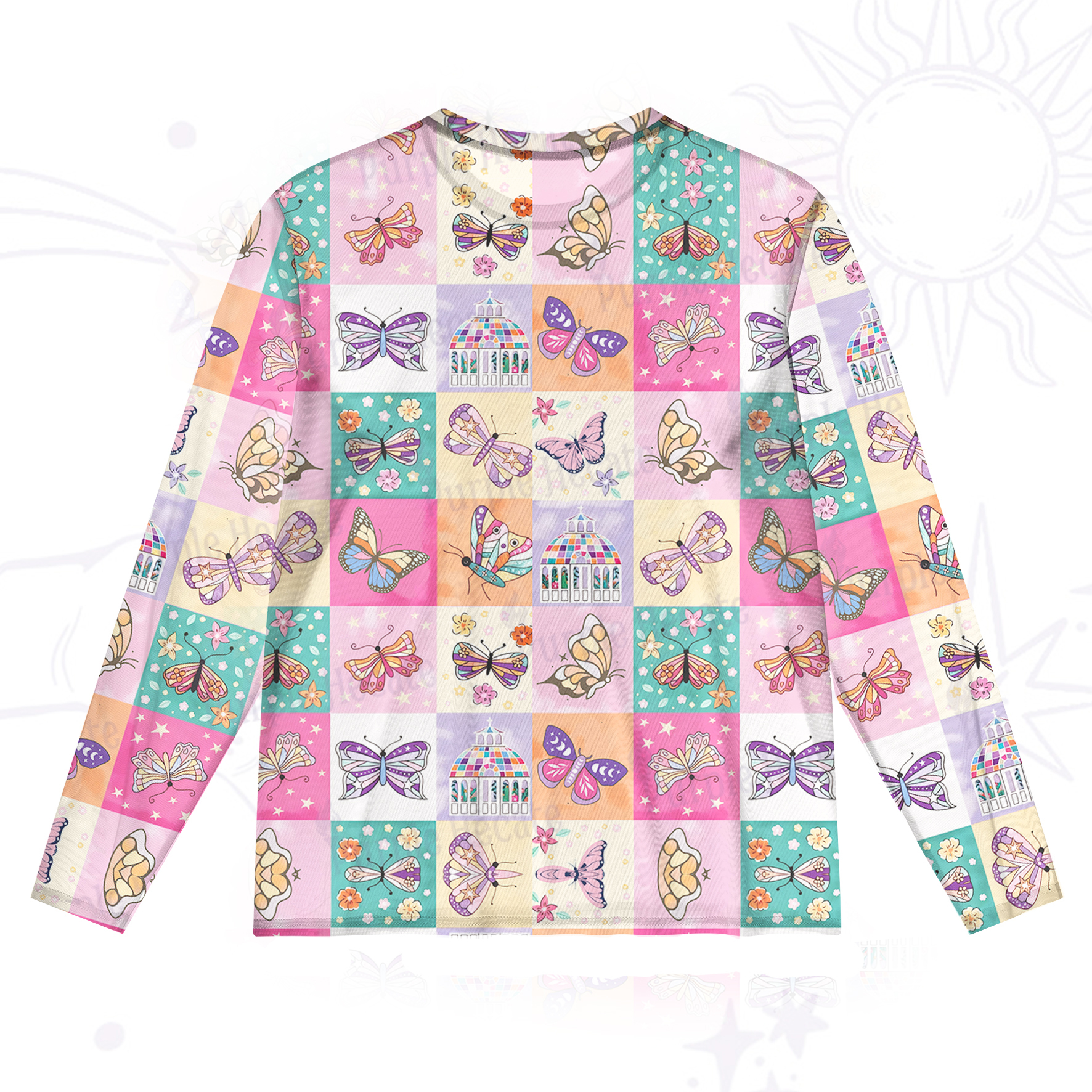 Purplehecate Dreamy Butterfly Garden Mesh Long Sleeve Top