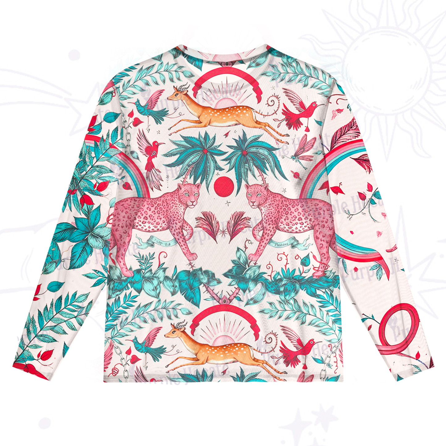 Purplehecate Enchanted Forest Pink Leopard Mesh Long Sleeve Top