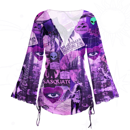Purplehecate Cryptid Warning Collage Mesh Cover Up Dress