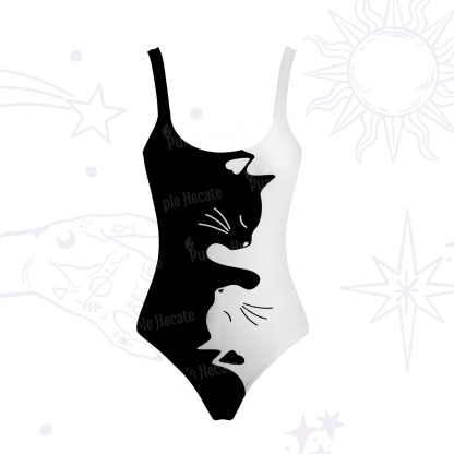 Purplehecate Yin Yang Cat Lover Tank One Piece Swimsuit