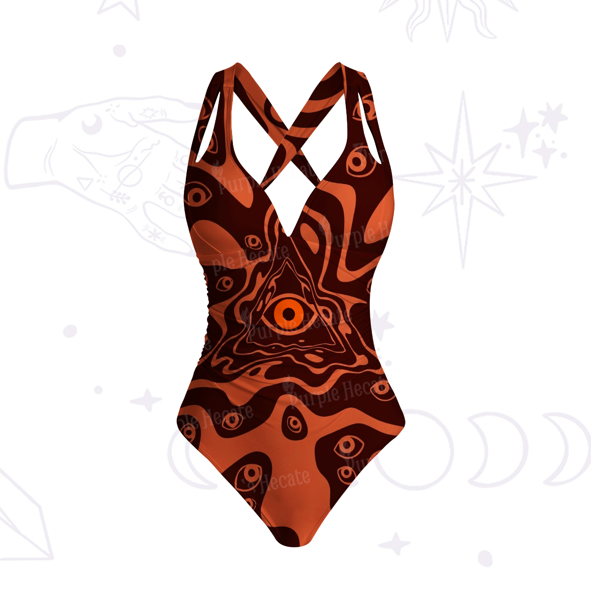 Purplehecate Psychedelic Eye Wave One-Piece Swimsuit