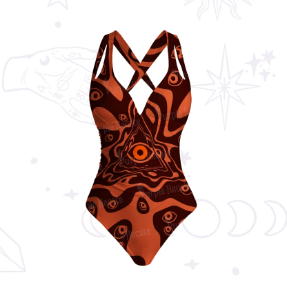 Purplehecate Psychedelic Eye Wave One-Piece Swimsuit