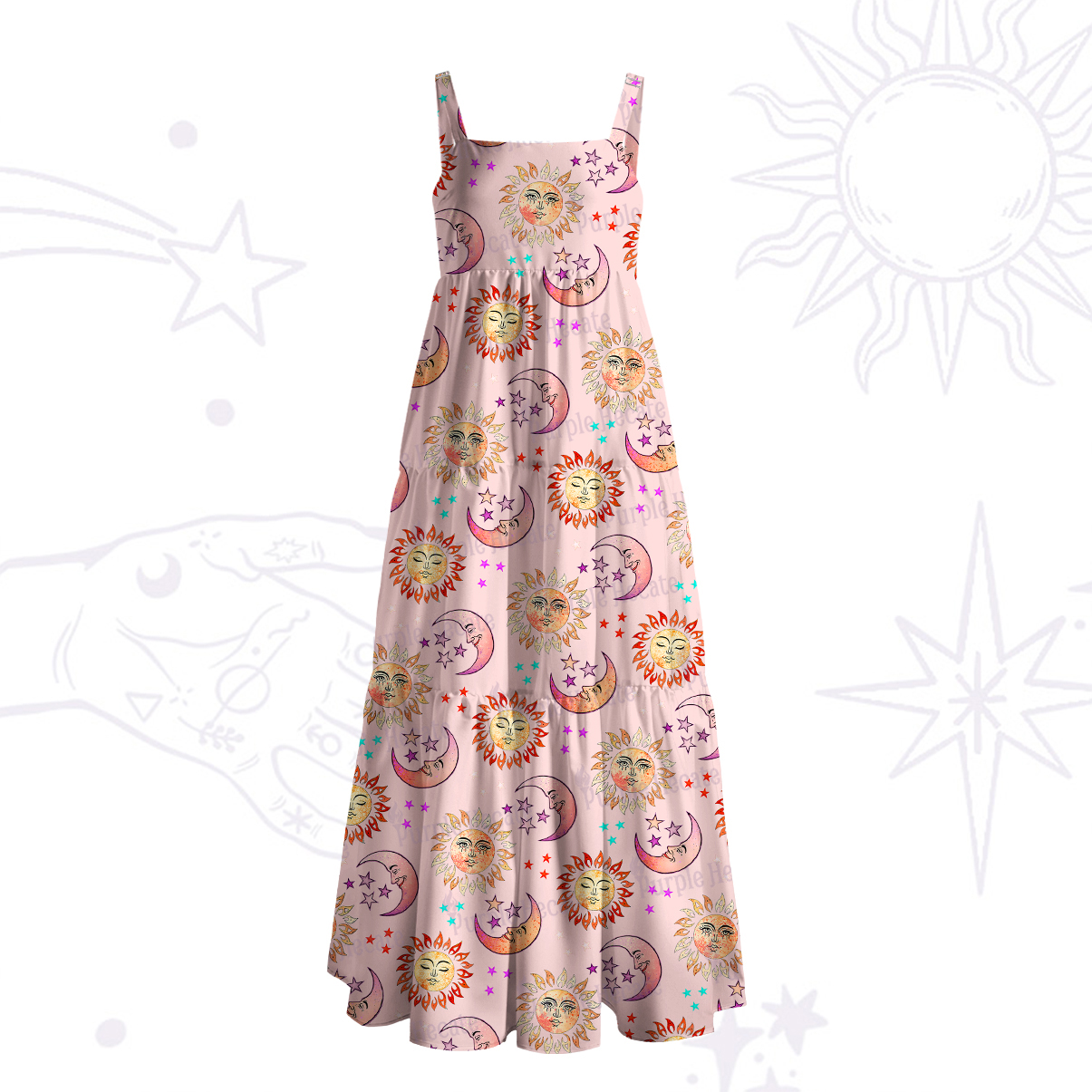 [Copy]Purplehecate Magic of Sun and Moon Wide Straps Maxi Dress