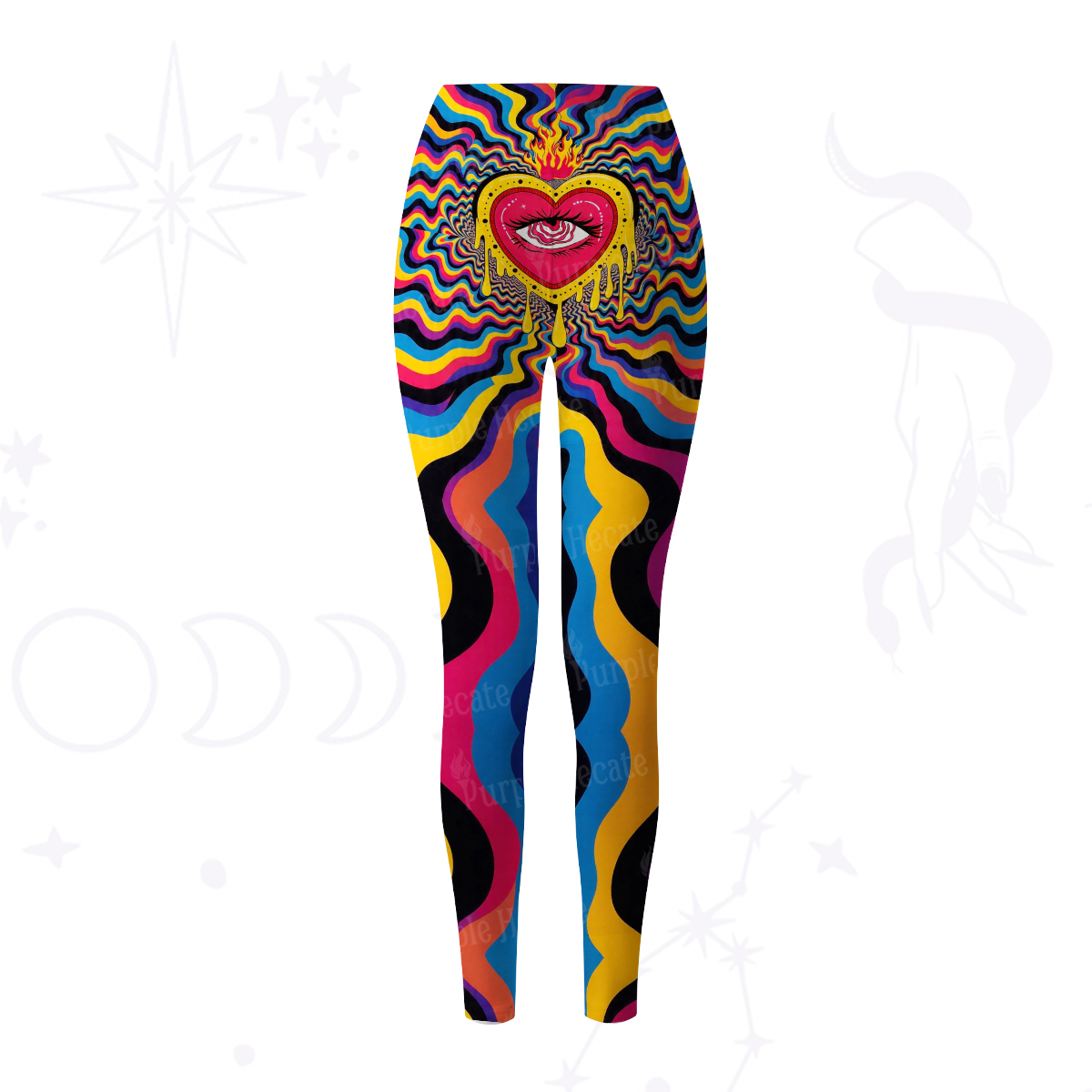 Purplehecate Trippy Heart Flame Yoga Pants