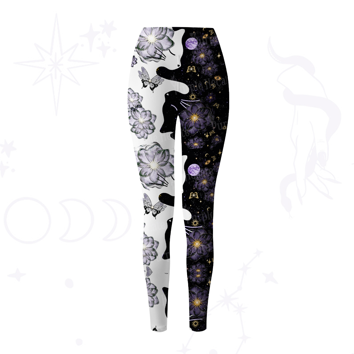 Purplehecate Starlit Cats & Butterflies Yoga Pants