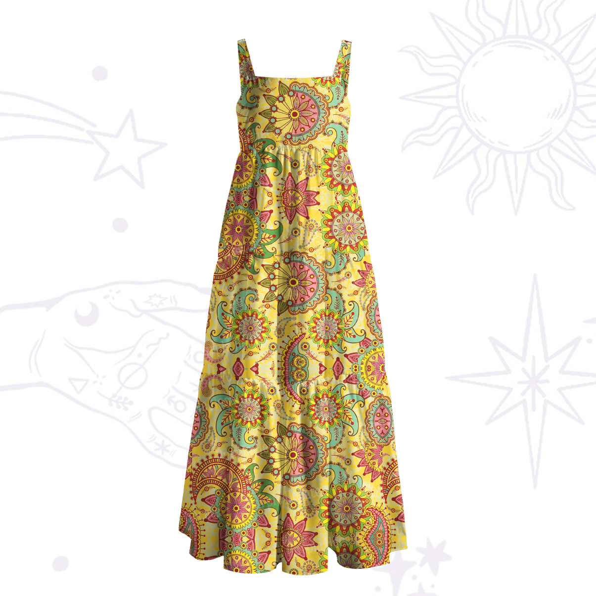 Purplehecate Mandala Dream Wide Straps Maxi Dress