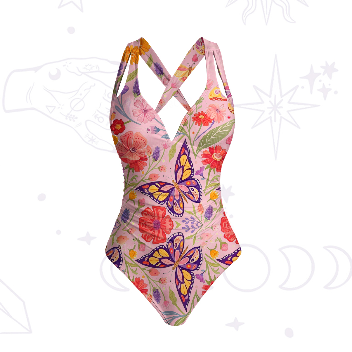 Purplehecate Enchanted Garden of Butterflies One-Piece Swimsuit
