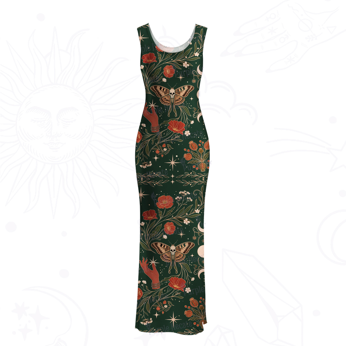 Purplehecate Death Moth Rebirth Mesh Maxi Tank Beach Dress