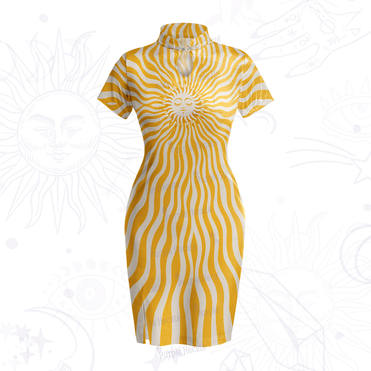 Purplehecate Radiance of the Sun Velvet Bodycon Dress