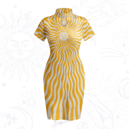 Purplehecate Radiance of the Sun Velvet Bodycon Dress