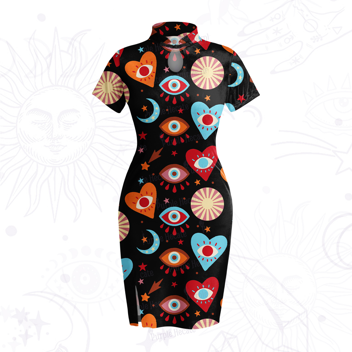 Purplehecate The Enchanted Eye of Love Velvet Bodycon Dress