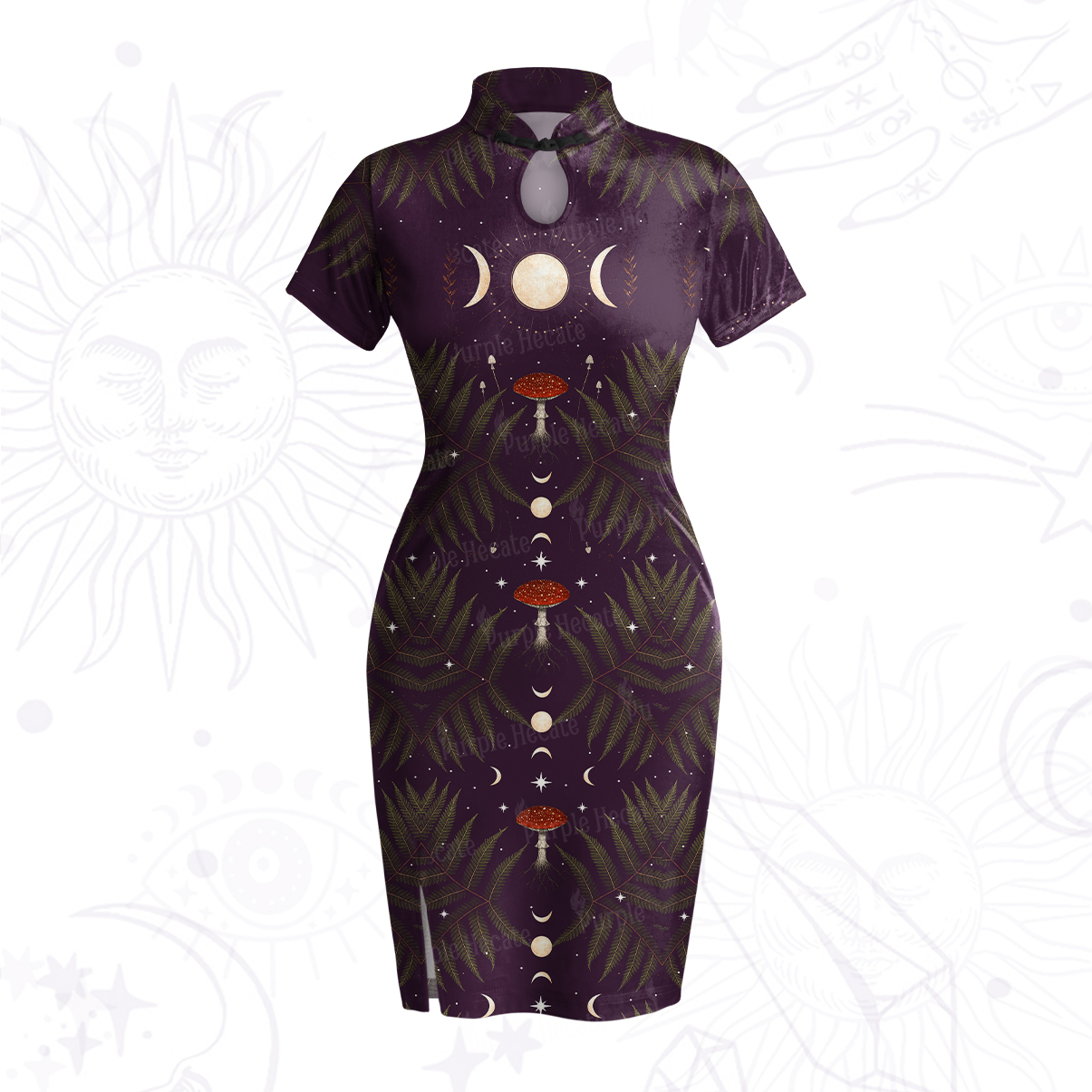 Purplehecate Moonlit Mushroom Gown Velvet Bodycon Dress