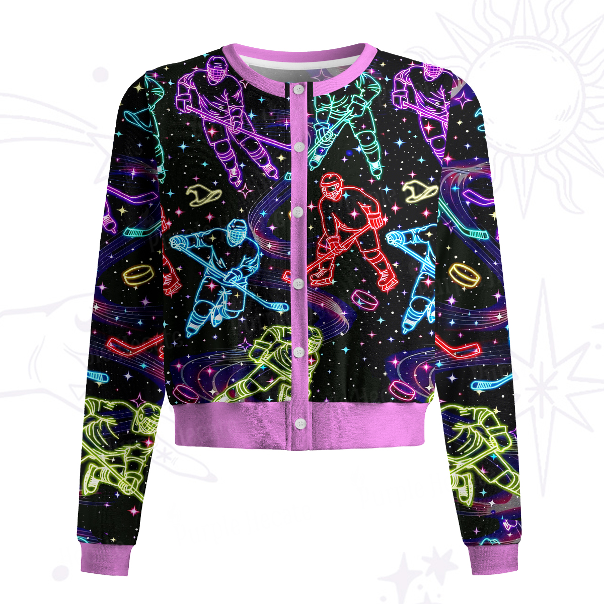 Purplehecate Neon Night Hockey Knit Cardigan