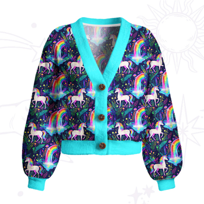 Purplehecate Rainbow Forest Unicorn Magic Cardigan Sweaters