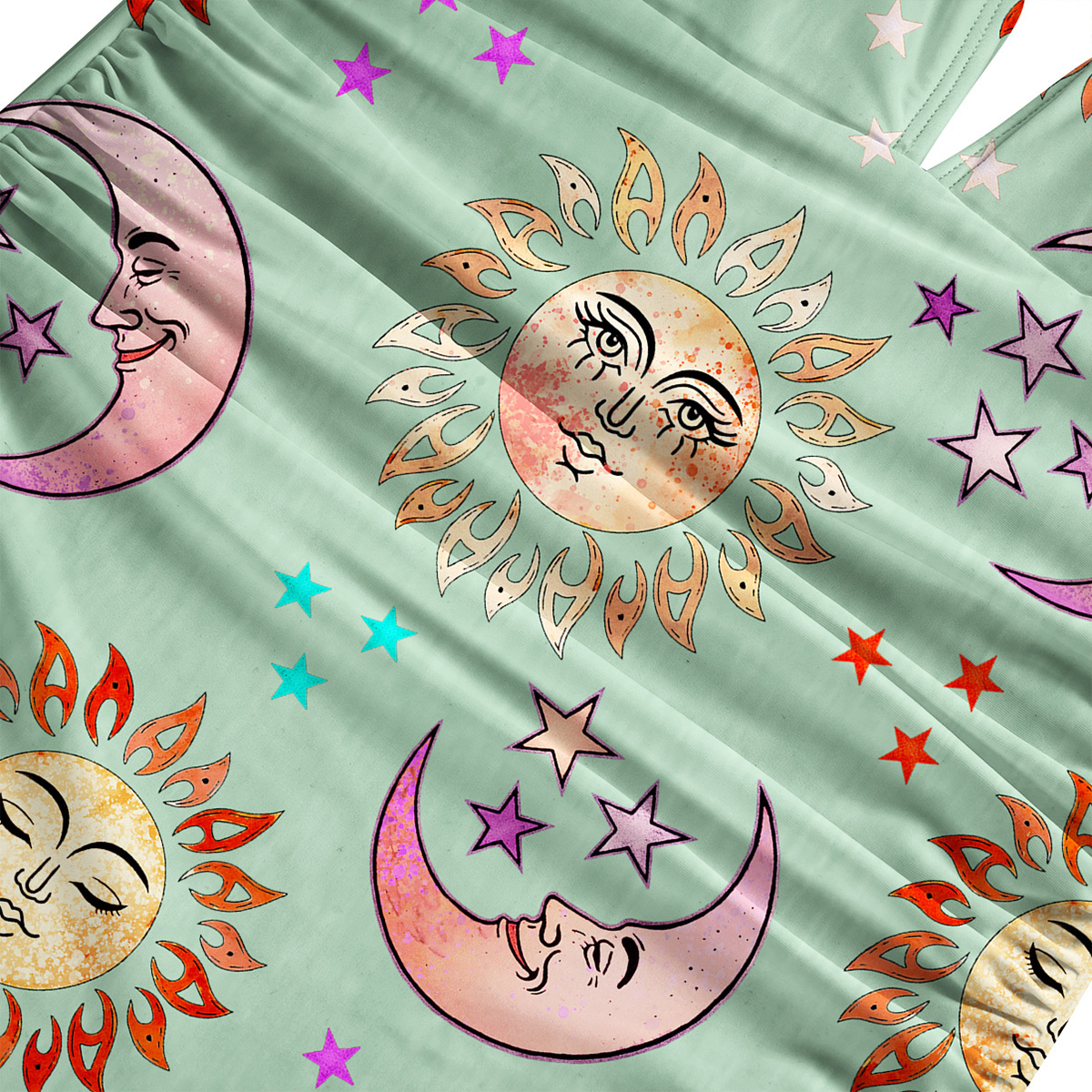 Purplehecate Dancing Suns and Lunar Dreams One-Piece Swimsuit