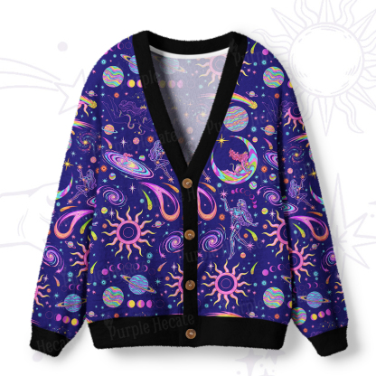 Purplehecate Celestial Magic Universe Ugly Cardigan Sweaters