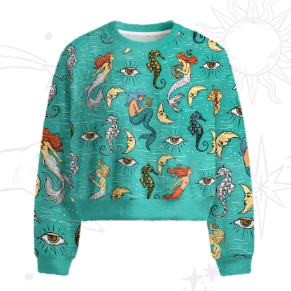Purplehecate Mermaid Magic Fuzzy Crewneck Sweater