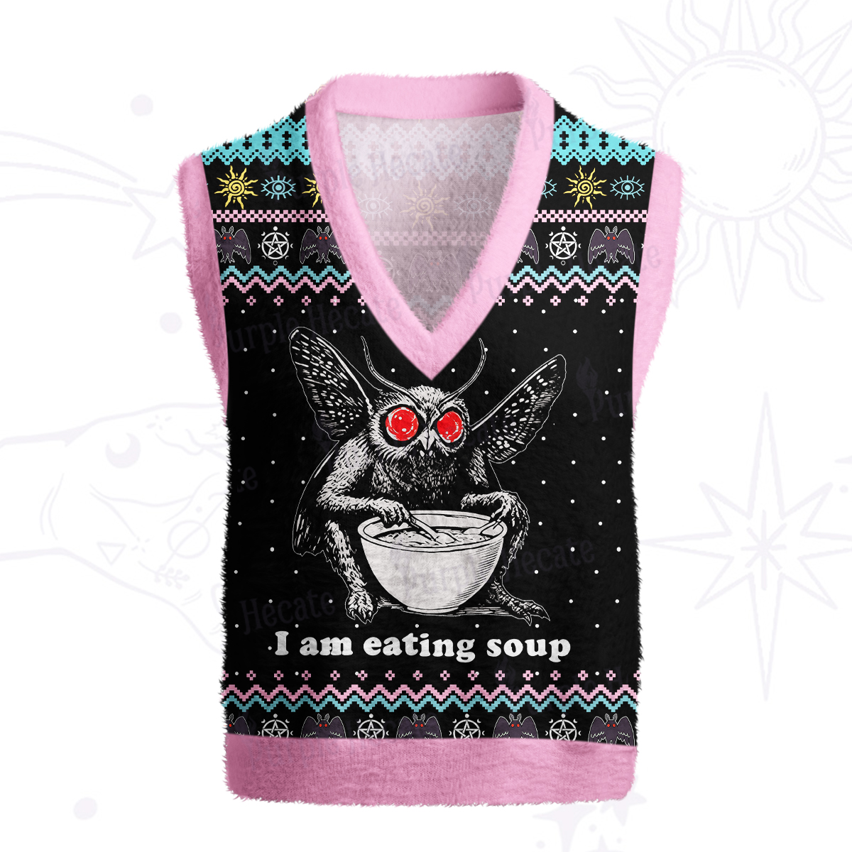 Purplehecate Mothman Eating Soup Ugly Sweater Vest