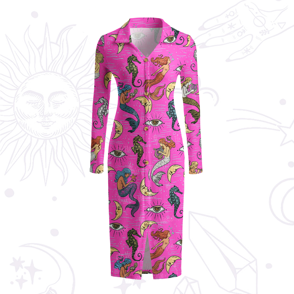 Purplehecate Mermaid Magic Ribbed Knit Dress