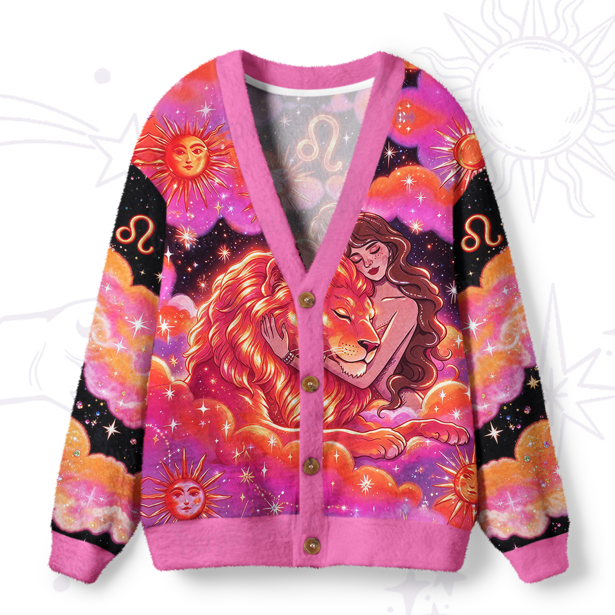 Purplehecate Leo Zodiac Ugly Cardigan Sweaters