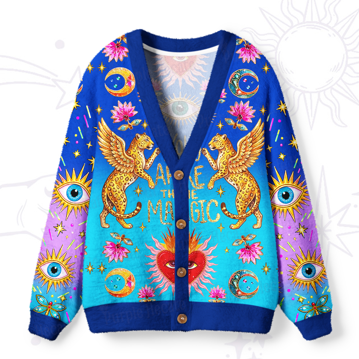 Purplehecate Vintage Tiger You Are The Magic Ugly Cardigan Sweaters