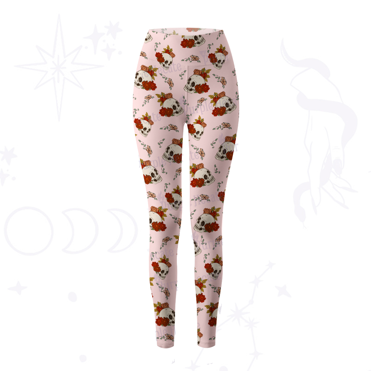 Purplehecate Flowers and Bones Yoga Pants