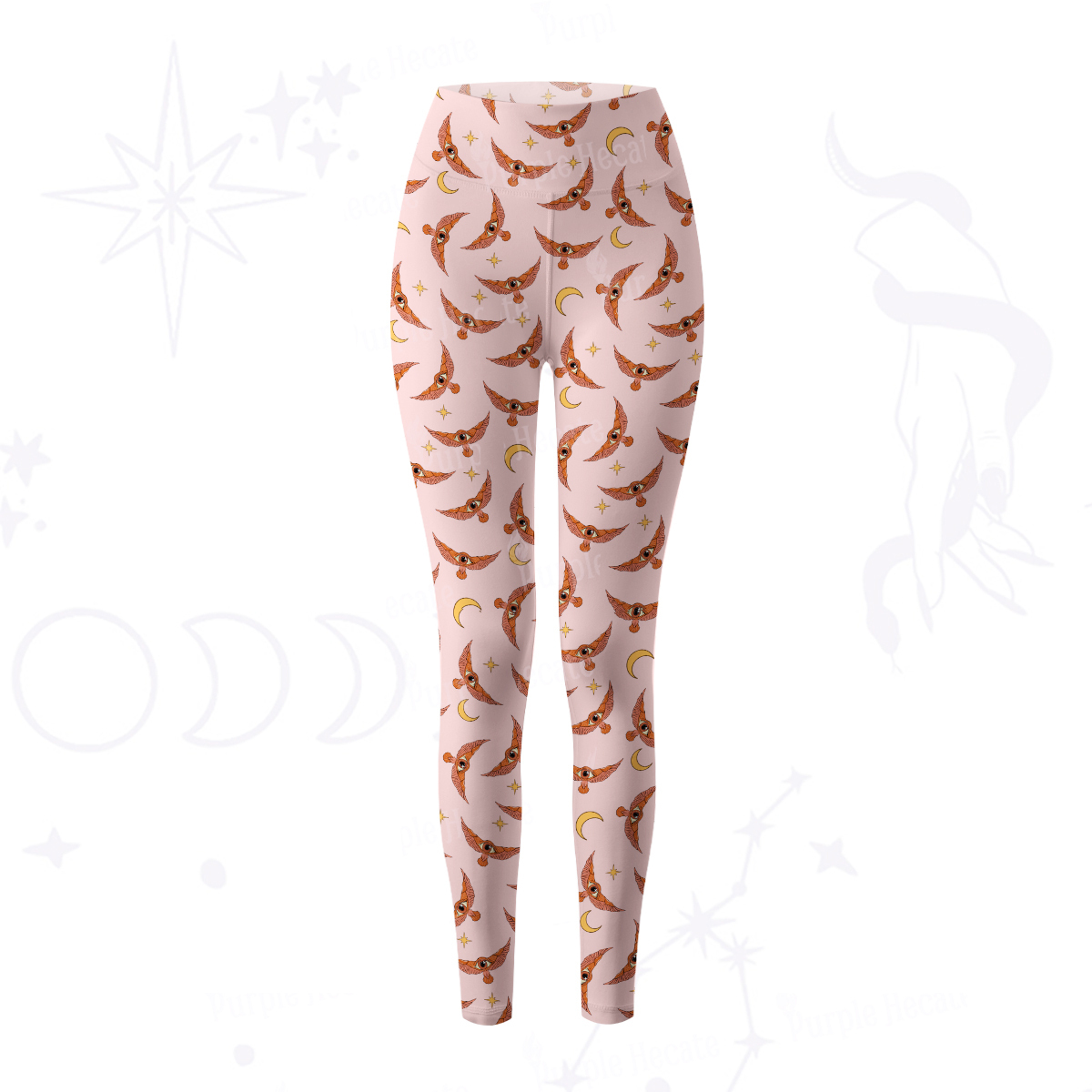 Purplehecate Moth and Moon Yoga Pants