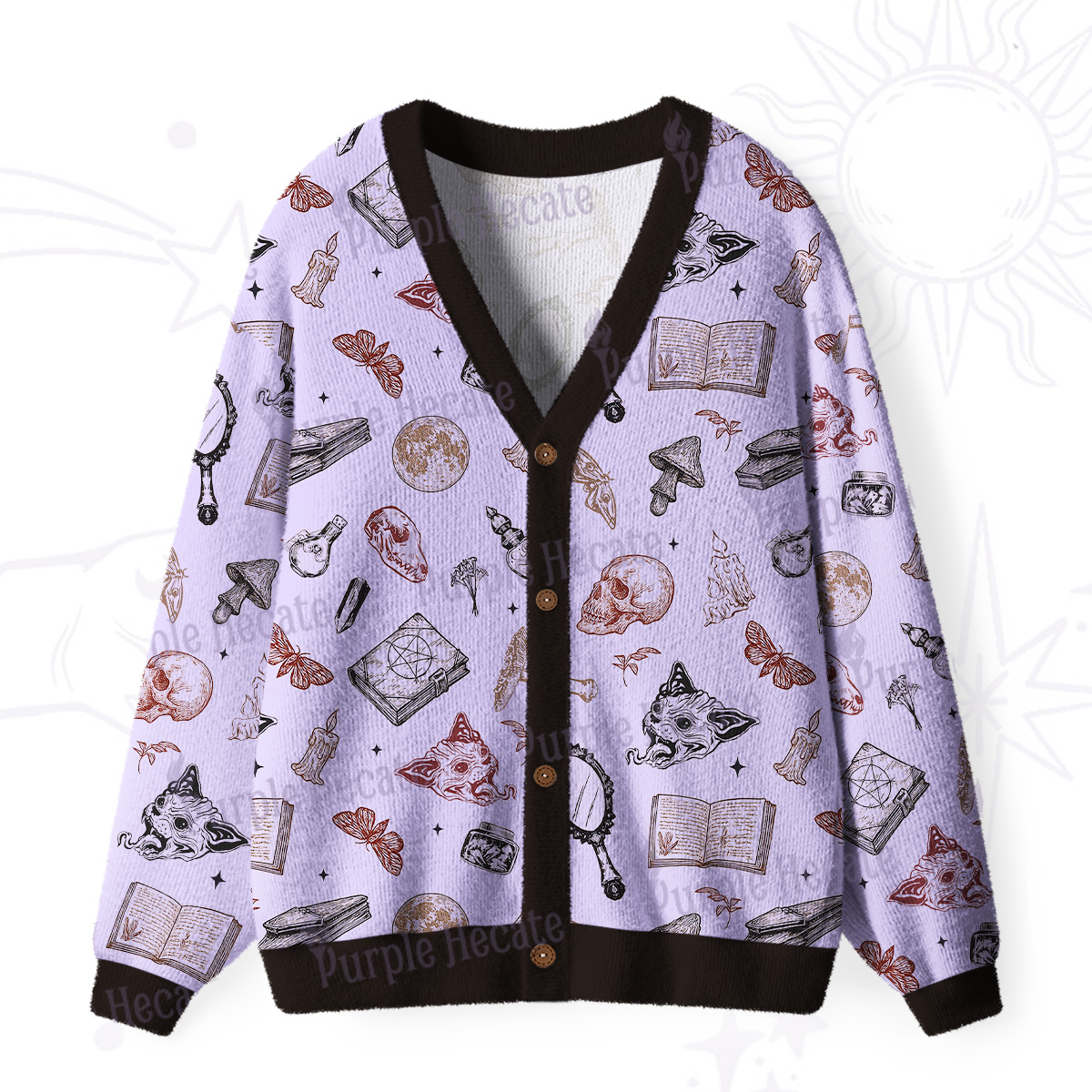 Purplehecate Witchcraft Study Ugly Cardigan Sweaters