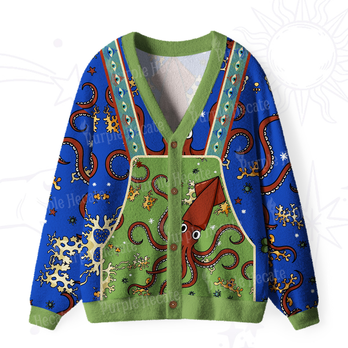 Purplehecate Deep Sea Dreamer Ugly Cardigan Sweaters