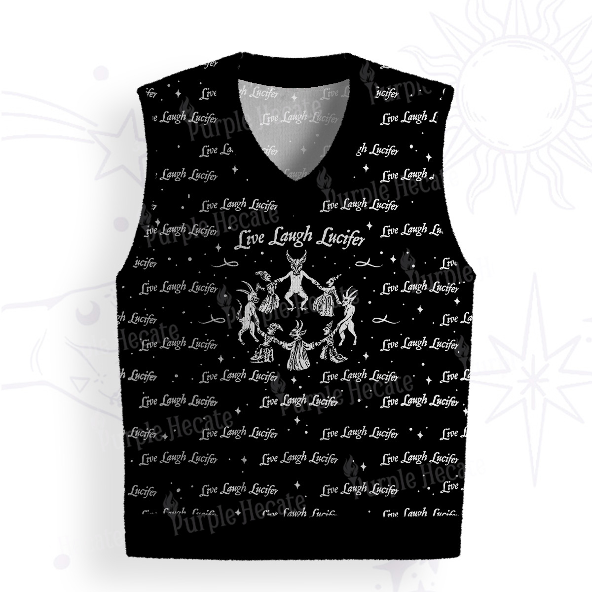 Purplehecate Live Laugh Lucifer Ugly Sweater Vest