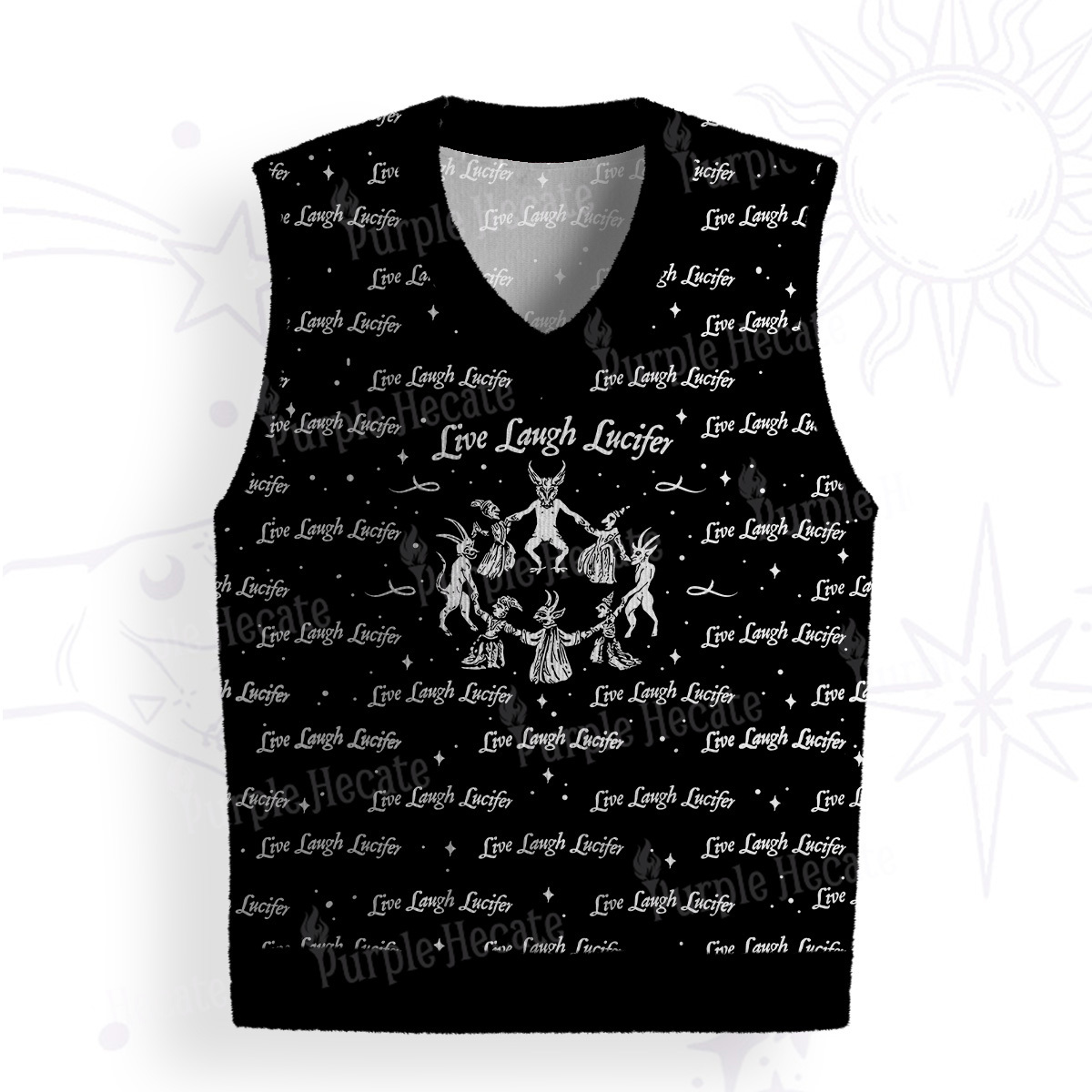 Purplehecate Live Laugh Lucifer Ugly Sweater Vest