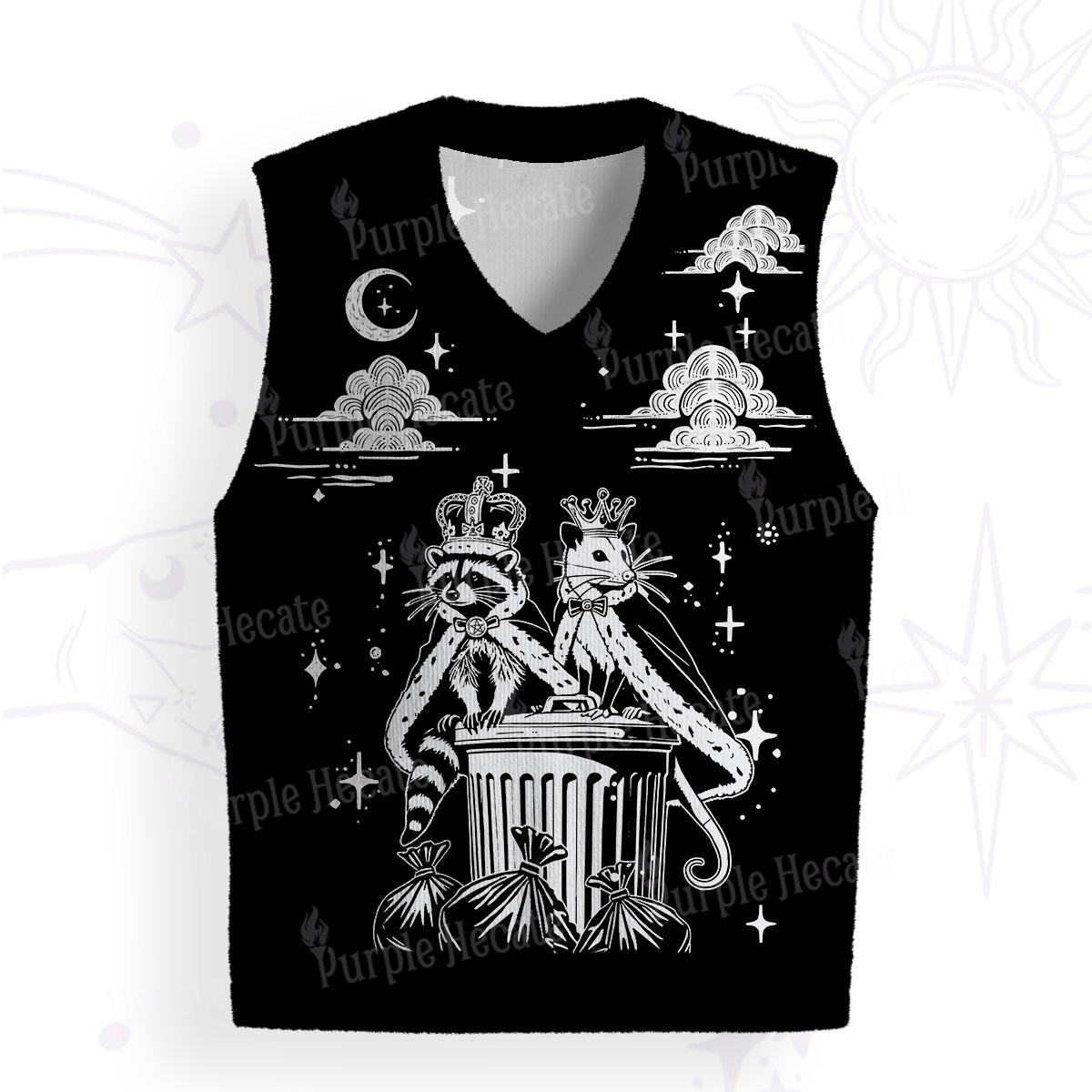 Purplehecate Raccoon and Opossum’s Trash Kingdom Ugly Sweater Vest