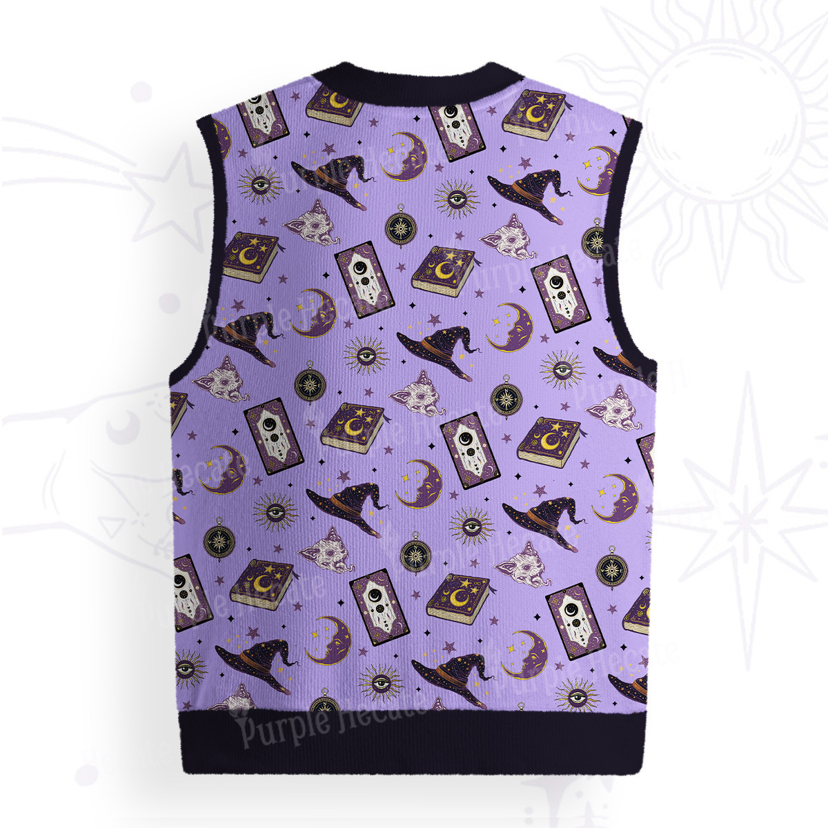 Purplehecate Midnight Witch Tarot Ugly Sweater Vest