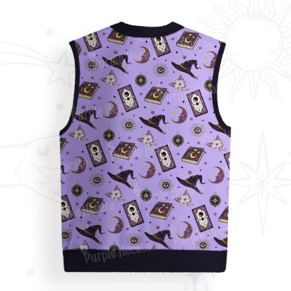 Purplehecate Midnight Witch Tarot Ugly Sweater Vest