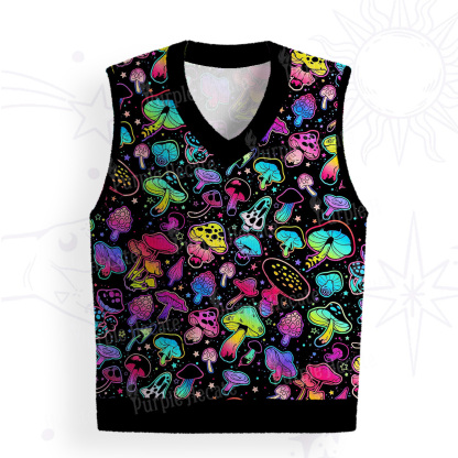 Purplehecate Psychedelic Mushroom Rave Ugly Sweater Vest