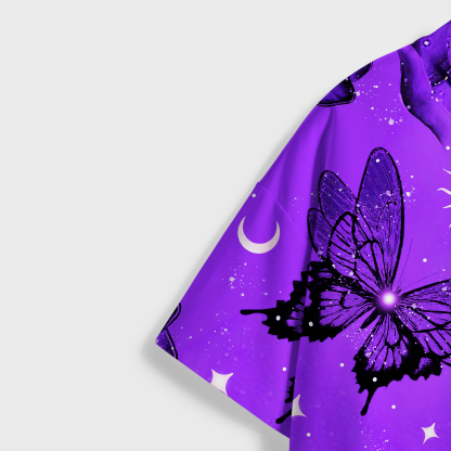 Purplehecate Starlit Cats & Butterflies All Over Print T-Shirt