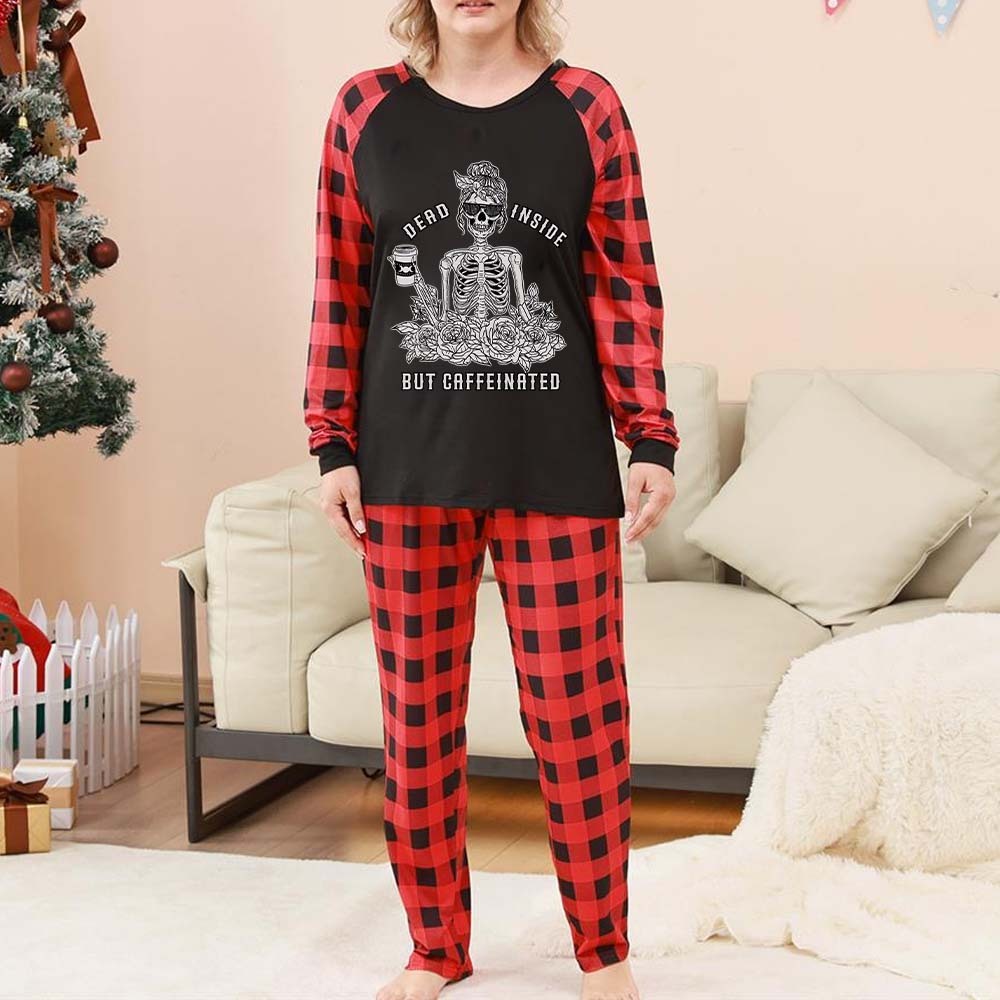 Purplehecate Dead Inside But Caffeinated Christmas Pajamas