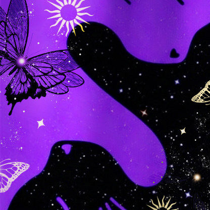 Purplehecate Starlit Cats & Butterflies All Over Print T-Shirt