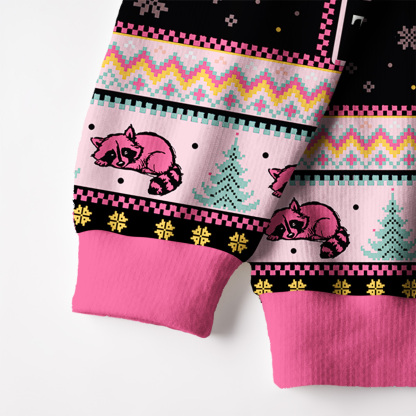 Purplehecate The Team Trash Opossum Fuzzy Ugly Christmas Sweatshirt